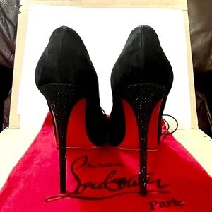 Christian Louboutin Very Prive platform pumps 120mm, Veau Velour suede glitter.